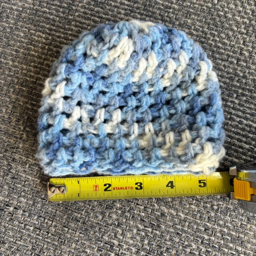 Newborn Knit Preemie Hat Blue White Baby Boy Beanie Brand New Infant Cap